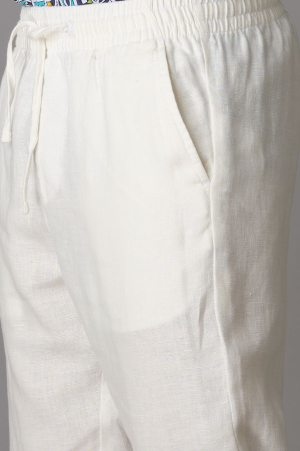 Off White Linen Pant (Relaxed Tapered Fit)