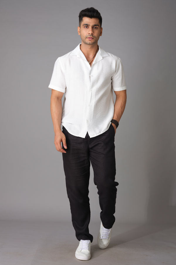 Jet Black Linen Pant (Relaxed Tapered Fit)