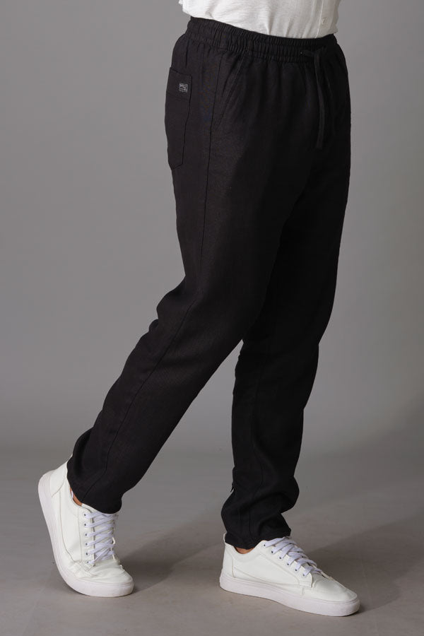 Jet Black Linen Pant (Relaxed Tapered Fit)