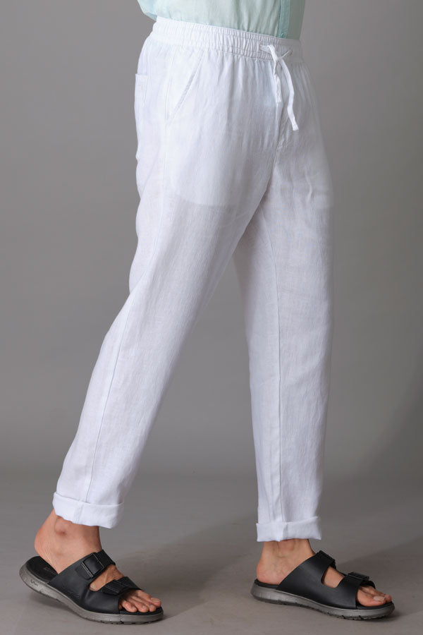 White Linen Pant (Relaxed Tapered Fit)