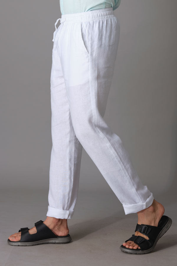 White Linen Pant (Relaxed Tapered Fit)