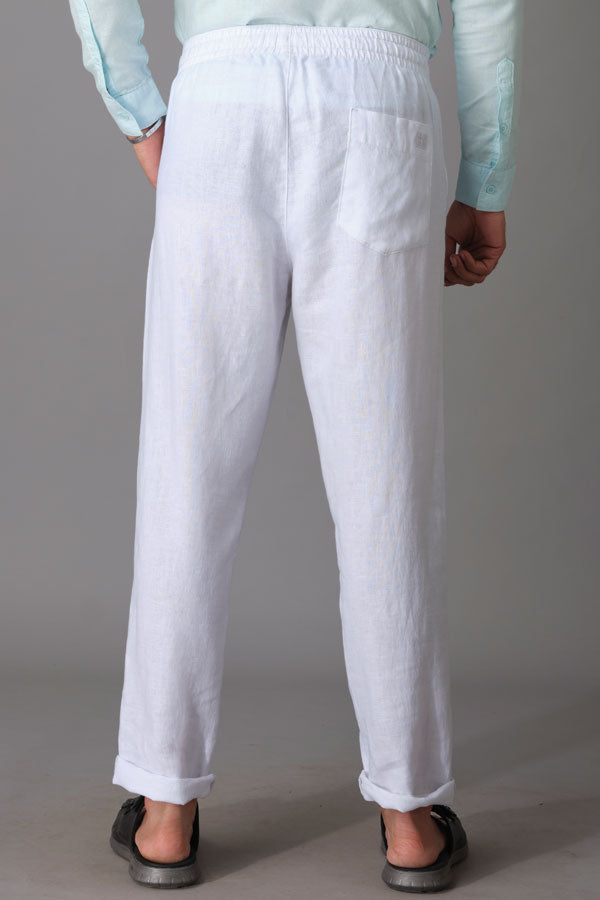 White Linen Pant (Relaxed Tapered Fit)