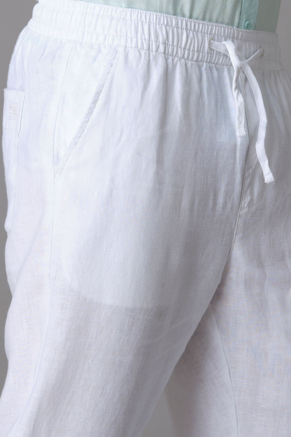 White Linen Pant (Relaxed Tapered Fit)