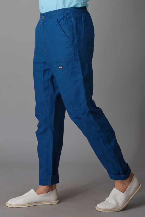 Navy Blue Linen Cargo Pant (Relaxed Fit)