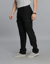 Black Linen Cargo Pant