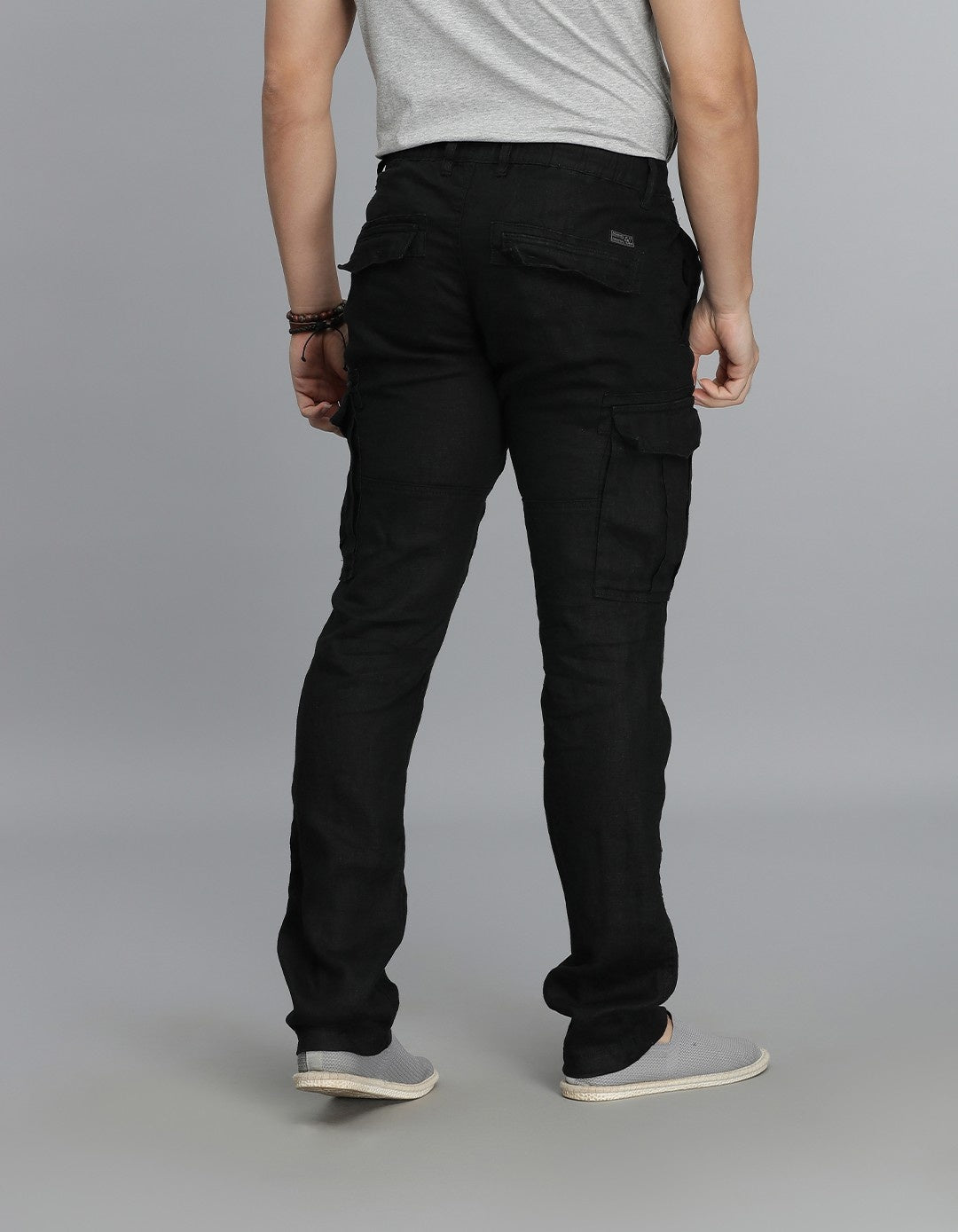 Black Linen Cargo Pant