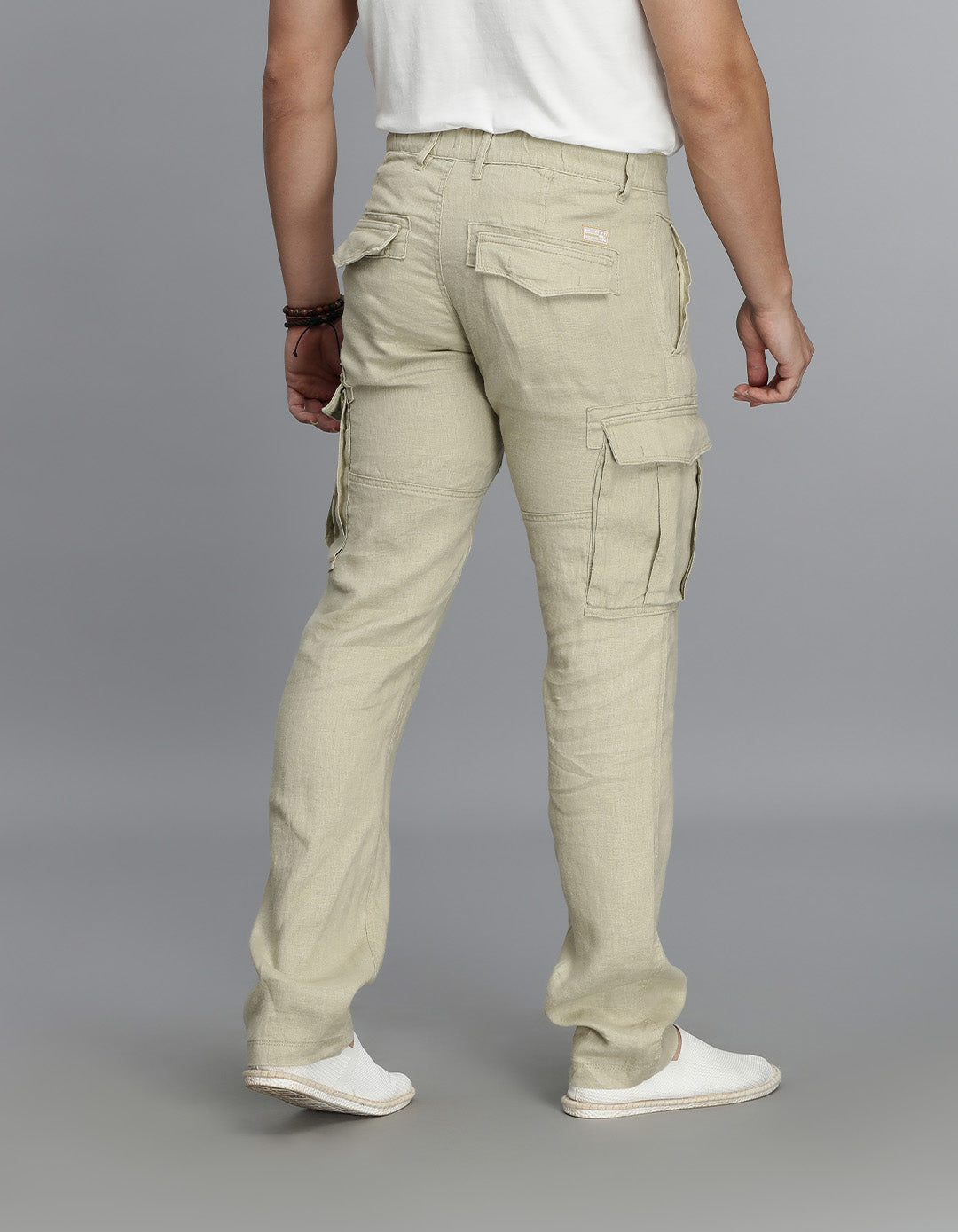 Khaki Linen Cargo Pant