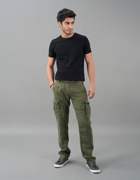 Military Green Linen Cargo Pant