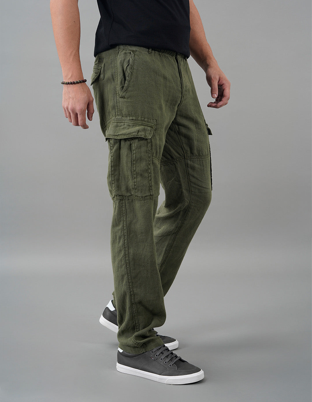 Cargo Gap Mens Linen Pants Military Green 100% Linen Cargo Pant