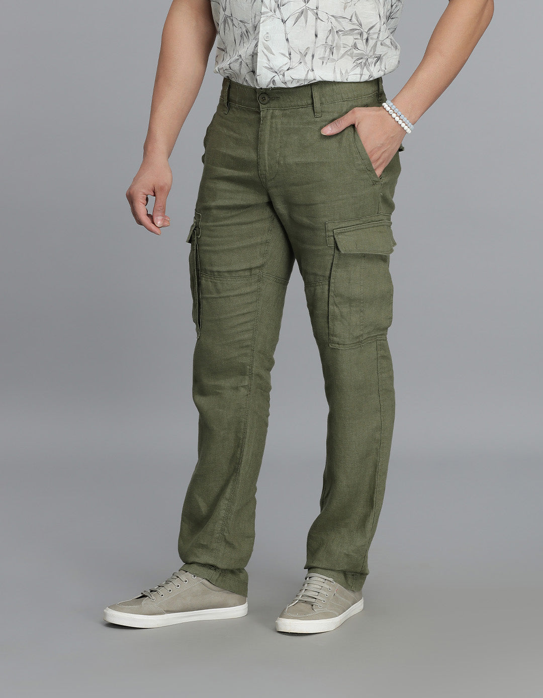 Olive  Linen Cargo Pant