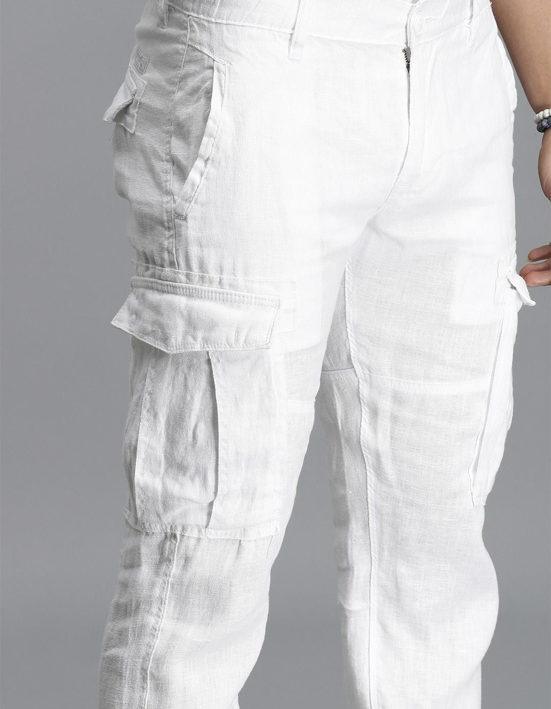 White Linen Cargo Pant