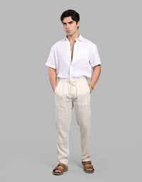 Beige 100% Linen Pant