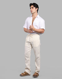 Beige 100% Linen Pant