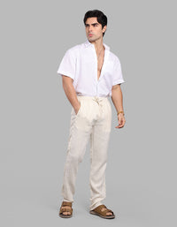 Beige 100% Linen Pant