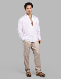 Khaki 100% Linen Pant