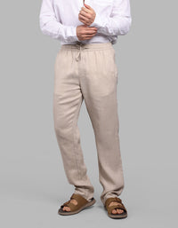 Khaki 100% Linen Pant