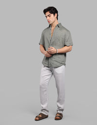 Lt Grey 100% Linen Pant