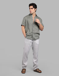 Lt Grey 100% Linen Pant