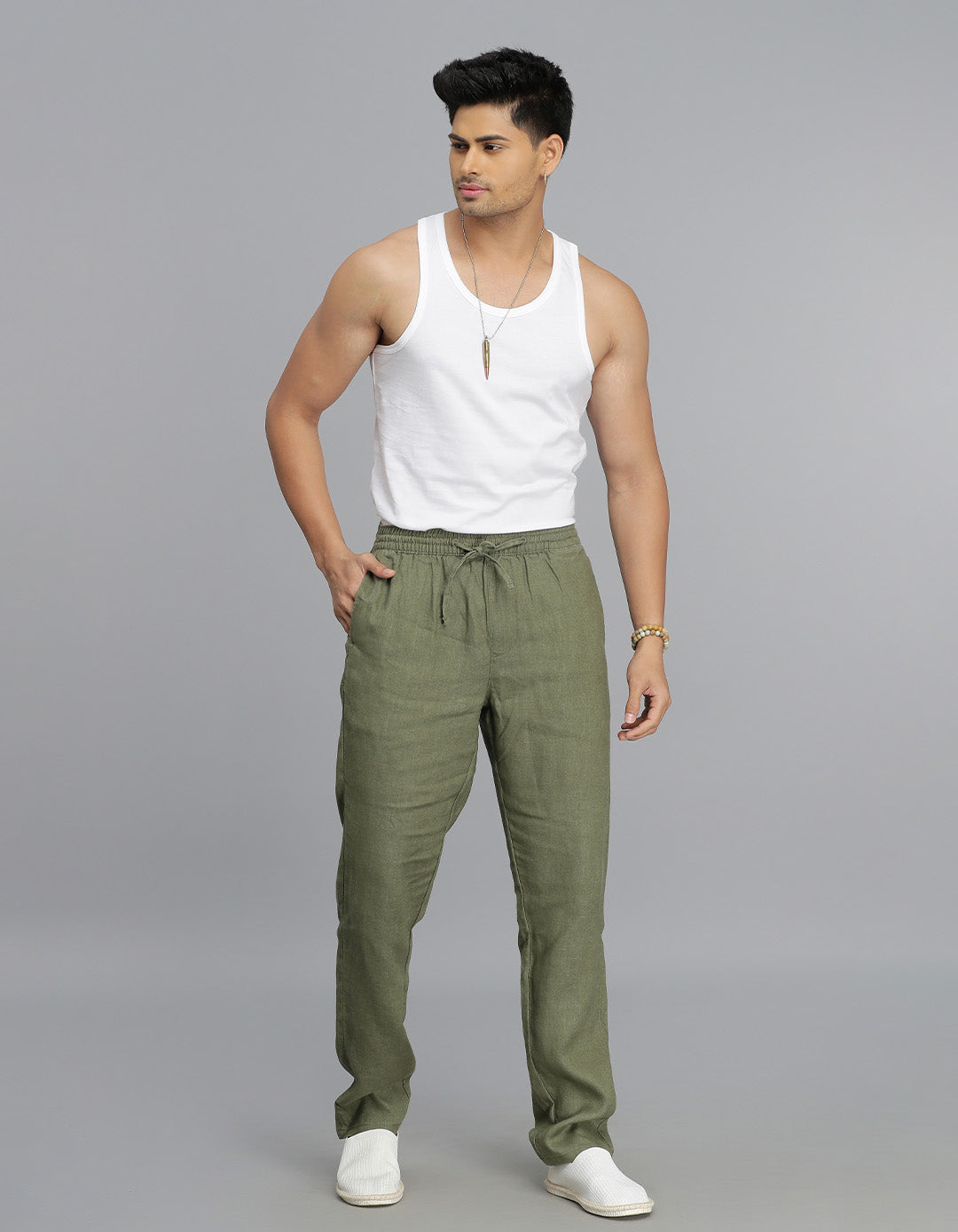 Olive Linen Pant Pant