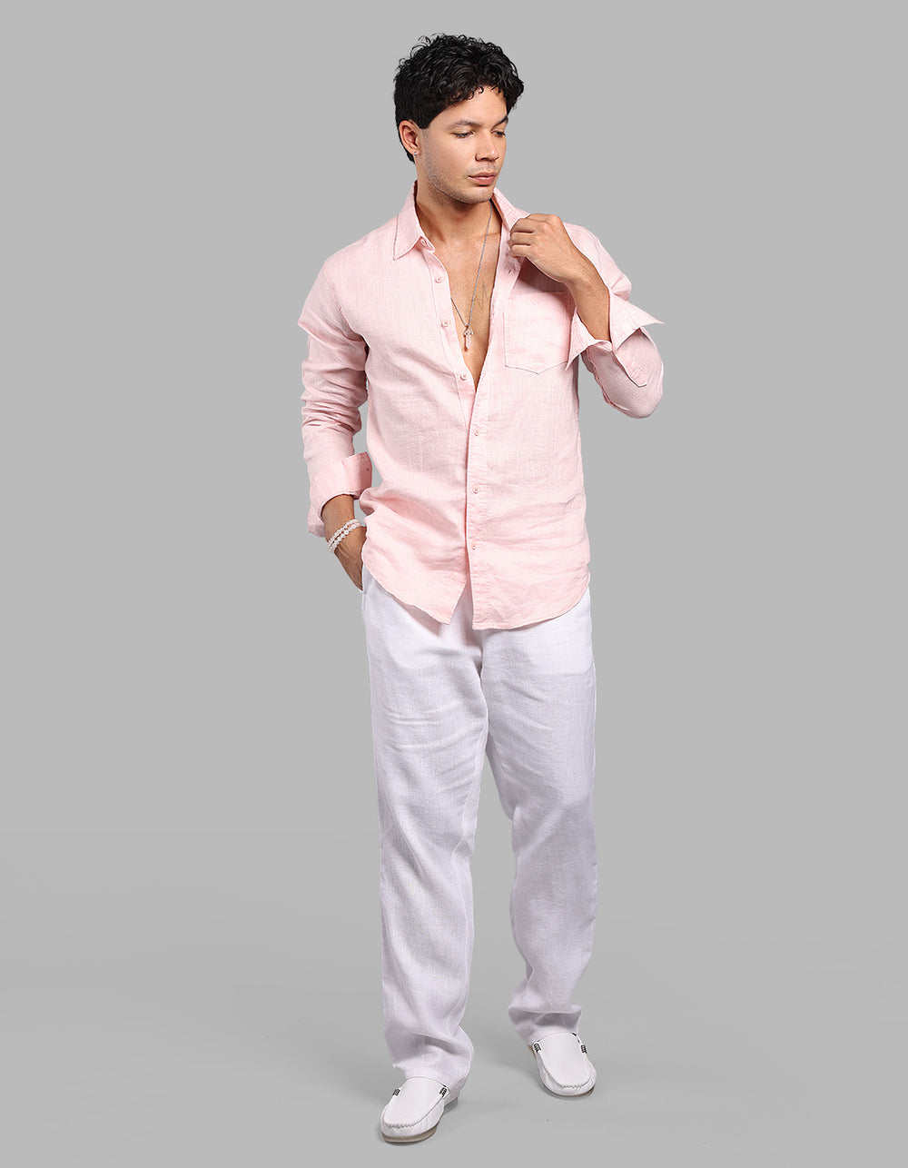 White 100% Linen Pant