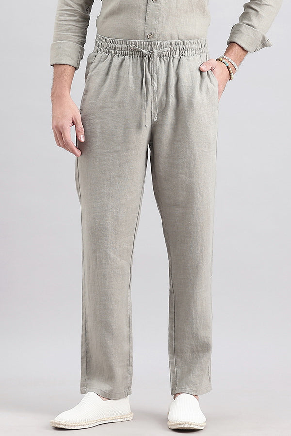 Dk Stone Linen Pull On Pant (Relaxed Fit)