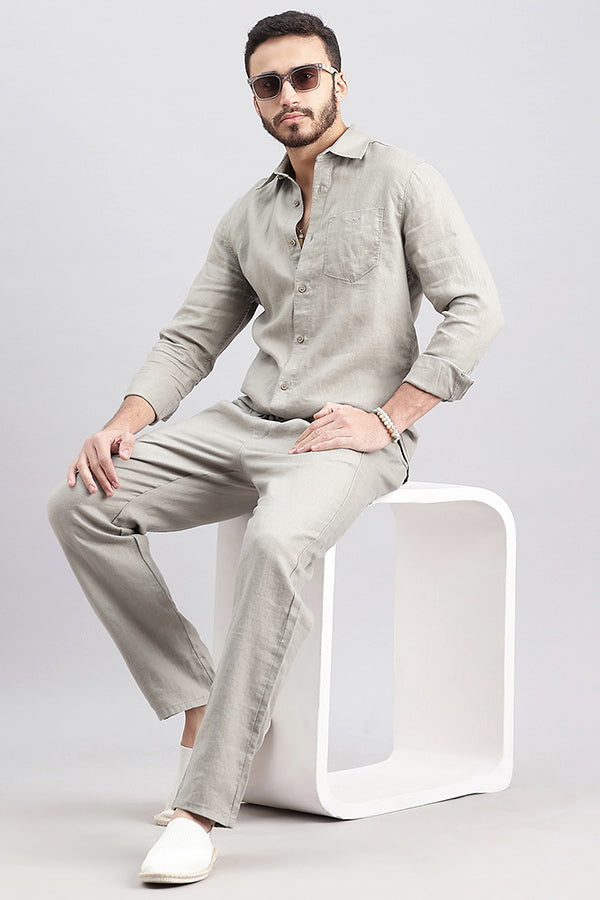 Dk Stone Linen Pull On Pant (Relaxed Fit)