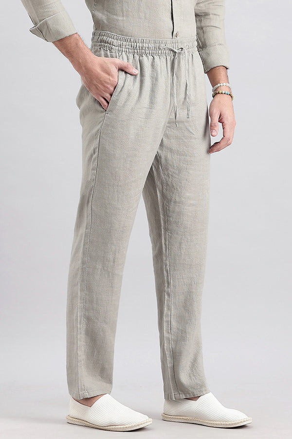 Dk Stone Linen Pull On Pant (Relaxed Fit)