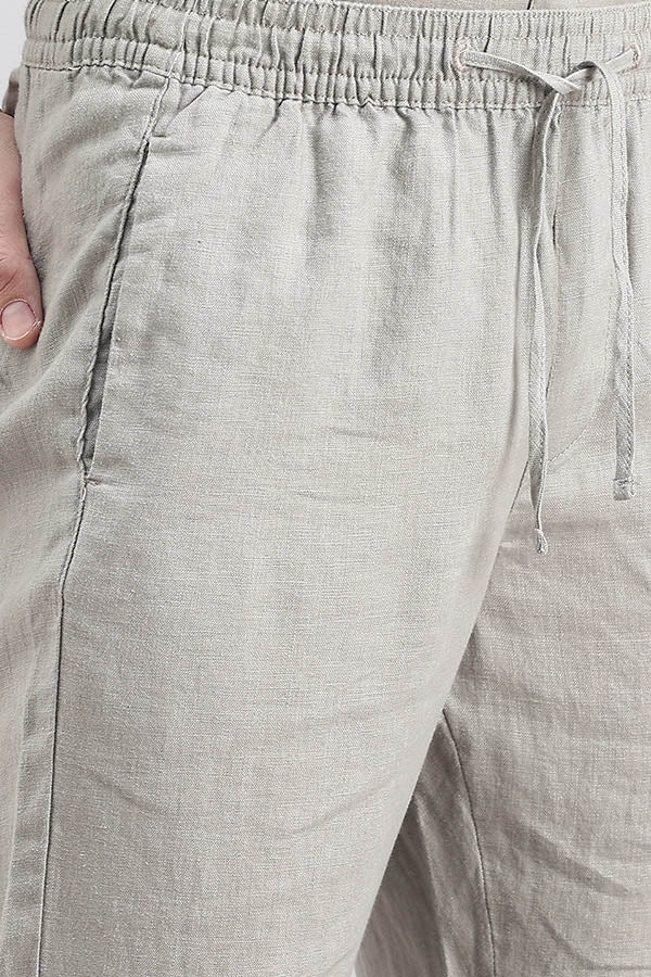 Dk Stone Linen Pull On Pant (Relaxed Fit)