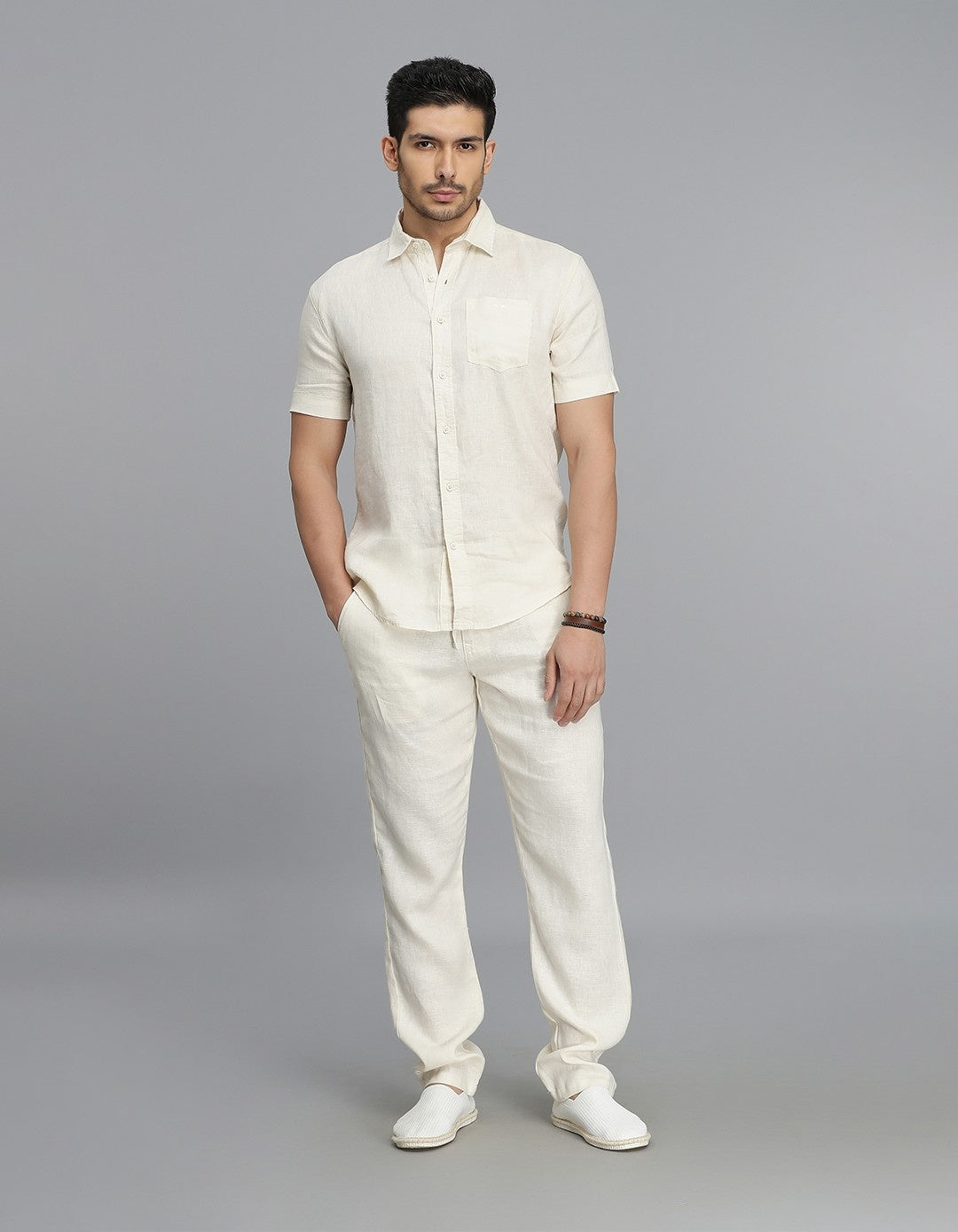 Beige Linen Chino Pant