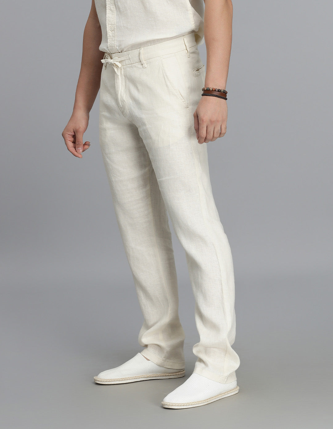 Beige Linen Chino Pant