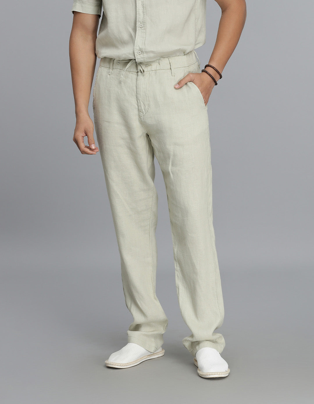 Dk Beige Linen Chino Pant
