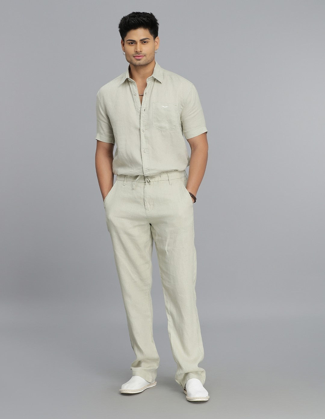 Dk Beige Linen Chino Pant