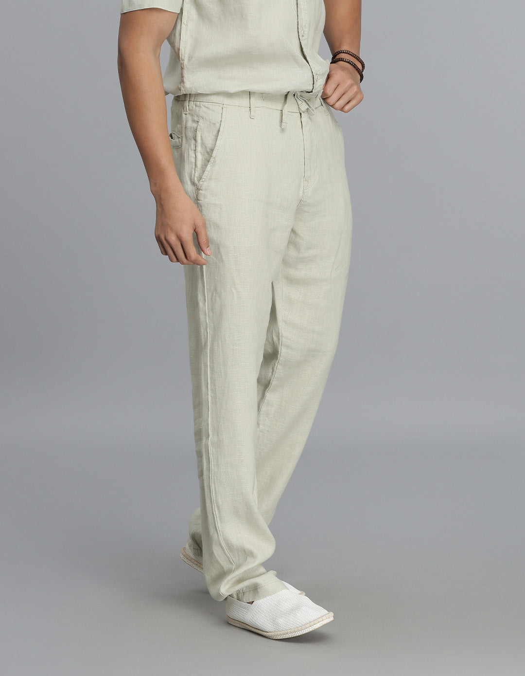 Dk Beige Linen Chino Pant