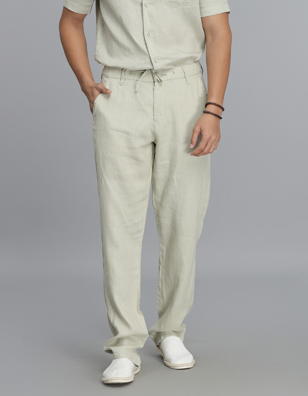 Dk Beige Linen Chino Pant