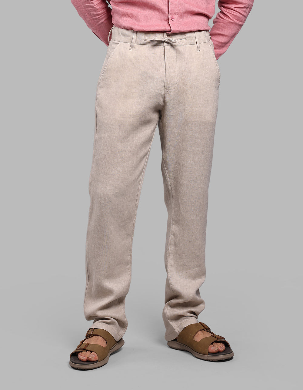 Khaki 100% Linen Chino Pant