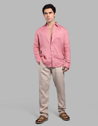 Khaki 100% Linen Chino Pant