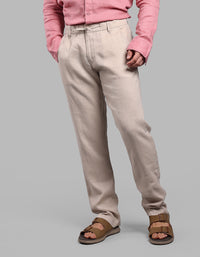 Khaki 100% Linen Chino Pant