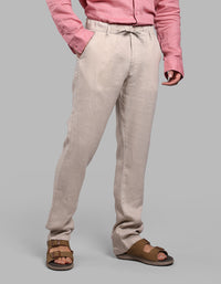 Khaki 100% Linen Chino Pant