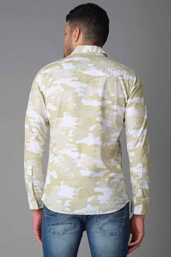 Green Camo Full Sleeve Printed Shirt (Axel F/Slv Fit)