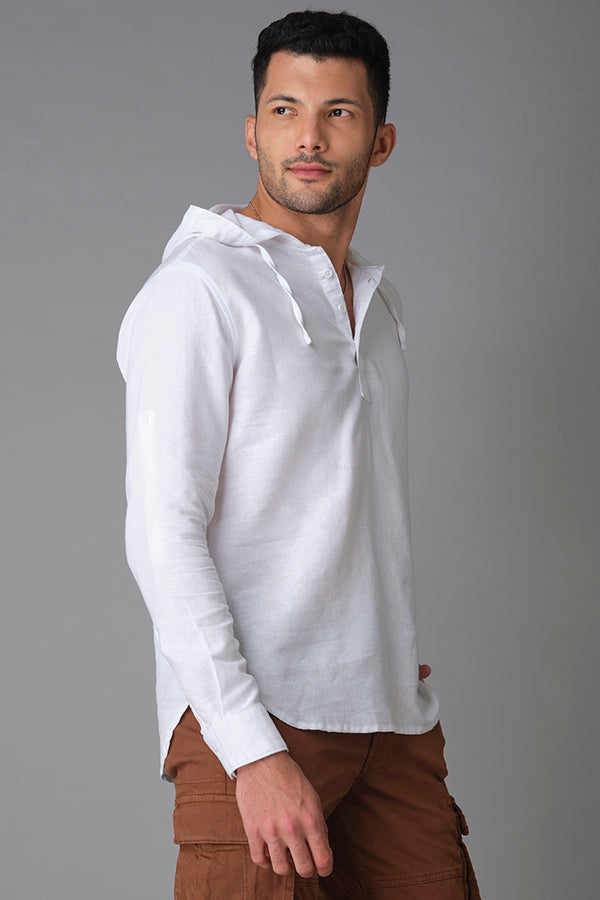 White Full Sleeve Linen Shirt (Axel F/Slv Fit)