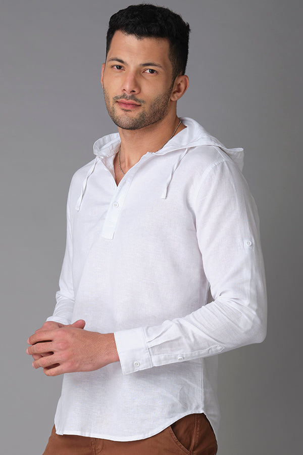 White Full Sleeve Linen Shirt (Axel F/Slv Fit)