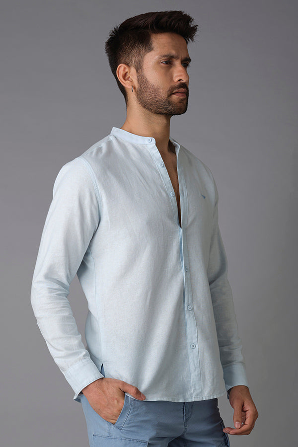 Sky Blue Full Sleeve Linen Shirt (Zack F/Slv Fit)