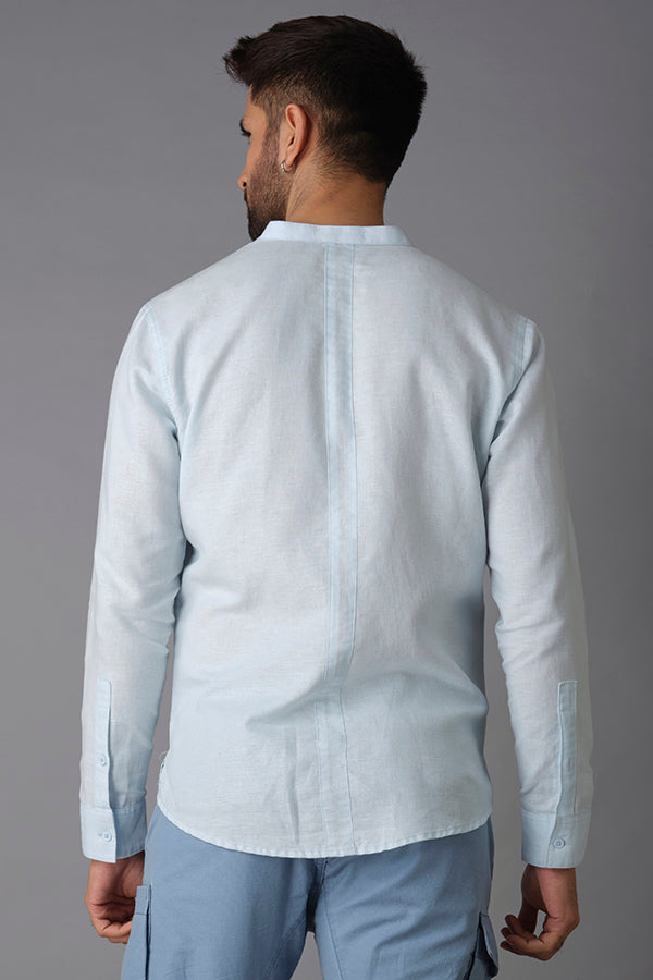 Sky Blue Full Sleeve Linen Shirt (Zack F/Slv Fit)