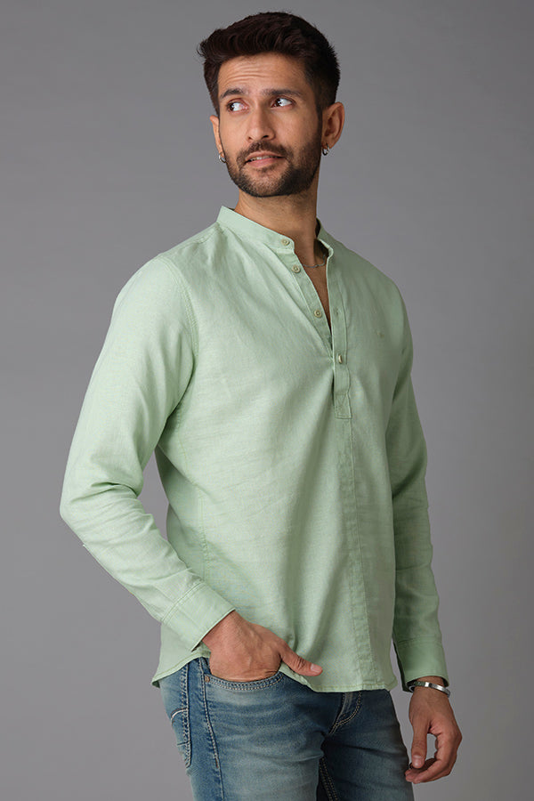 Lt Moss Full Sleeve Linen Shirt (Zack F/Slv Fit)