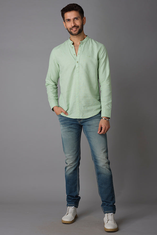 Lt Moss Full Sleeve Linen Shirt (Zack F/Slv Fit)