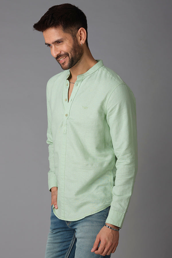 Lt Moss Full Sleeve Linen Shirt (Zack F/Slv Fit)