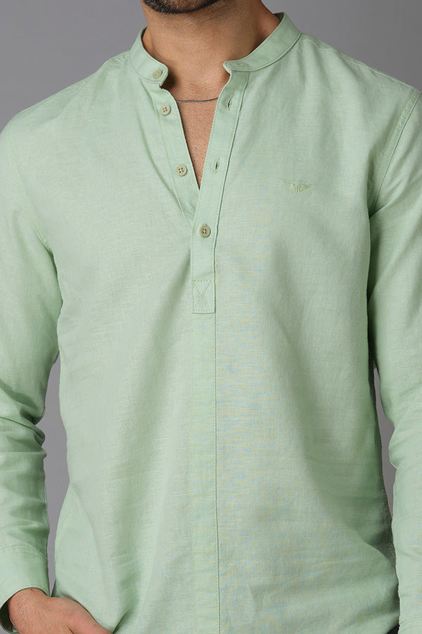 Lt Moss Full Sleeve Linen Shirt (Zack F/Slv Fit)