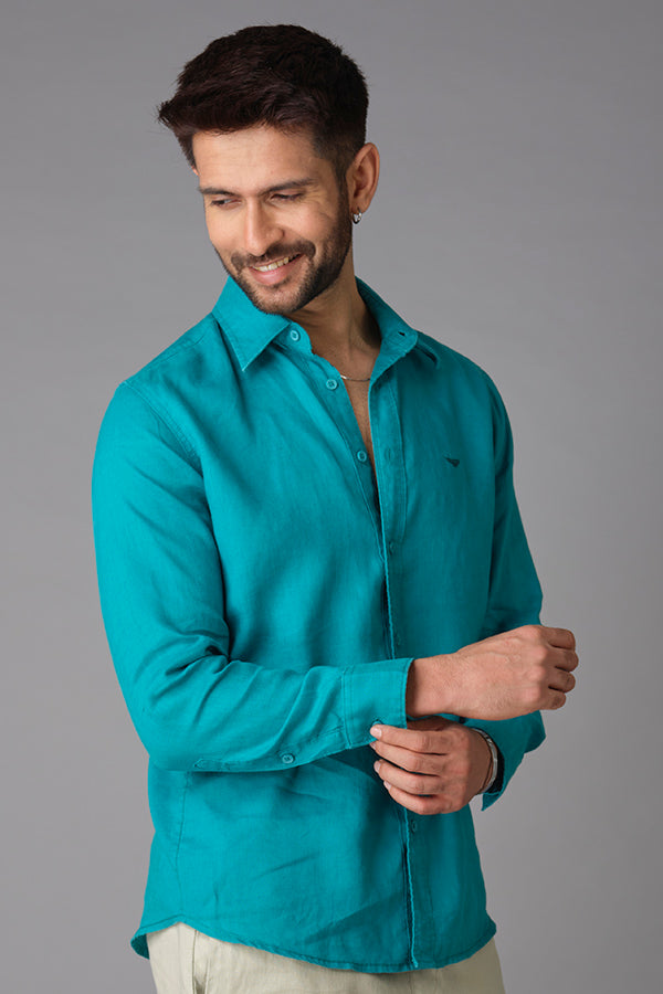 Emerald Full Sleeve Linen Shirt (Zack F/Slv Fit)