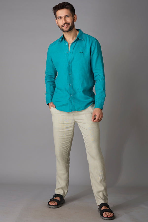 Emerald Full Sleeve Linen Shirt (Zack F/Slv Fit)