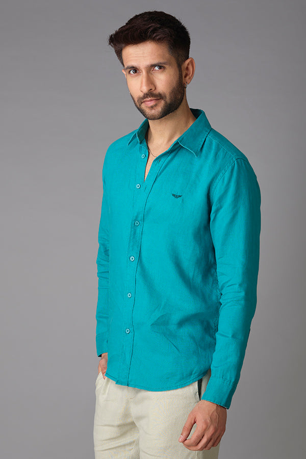 Emerald Full Sleeve Linen Shirt (Zack F/Slv Fit)